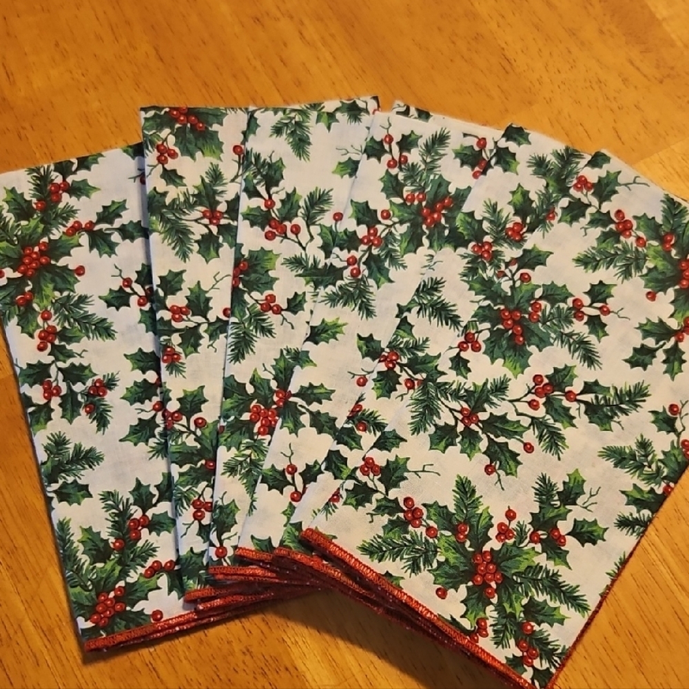 Festive Holly Print Napkins